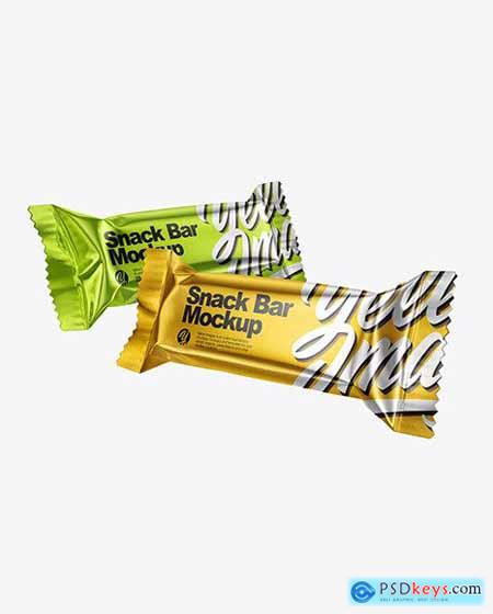 Two Metallic Snack Bars Mockup 50389