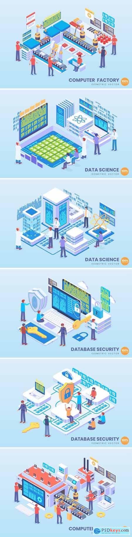 Isometric Data Science Vector Concept