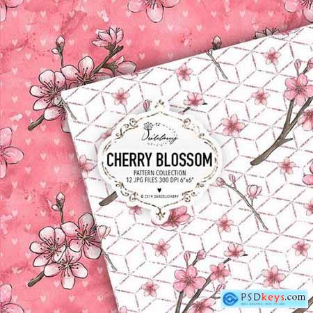 Cherry Blossom design and digital paper pack
