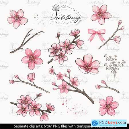 Cherry Blossom design and digital paper pack