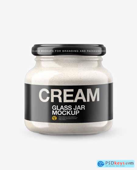 Glass Jar wh Cashew Cream in Shrink Sleeve Mockup 50614