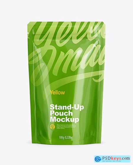 Glossy Stand Up Pouch with Zipper Mockup 50535