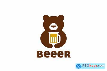 Bear and Beer Negative Space Logo