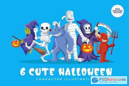 6 Halloween Monster Vector Character Set 2