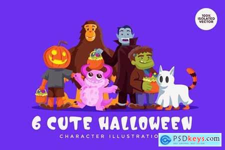 6 Halloween Monster Vector Character Set 1