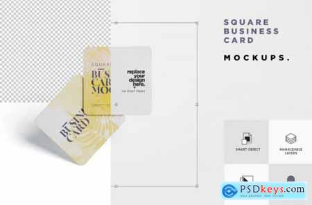 Business Card Mockup - Square Round Corner