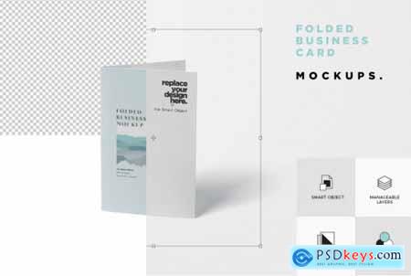 Folded Business Card Mockup - Horizontal Orientati