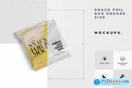 Snack Foil Bag Mockup - Square Size - Small