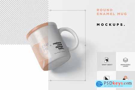 Round Enamel Mug Mockup With Handle