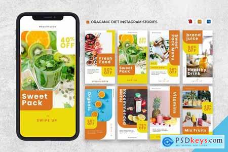 Organic Diet Instagram Stories AI and PSD Template