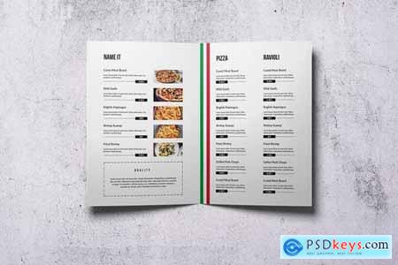 Italian Cuisine Elegant Bifold Menu A4 & US Letter