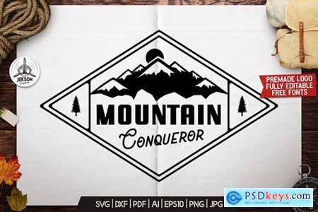 Mountain Logo Design, Retro Badge, Adventure Quote