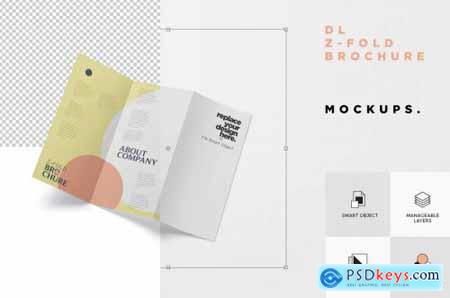 DL Z-Fold Brochure Mockup - 99 x 210 mm Size