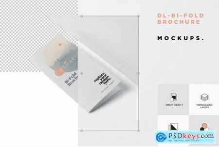 DL Bi-Fold Brochure Mock-Up Set - Round Corner