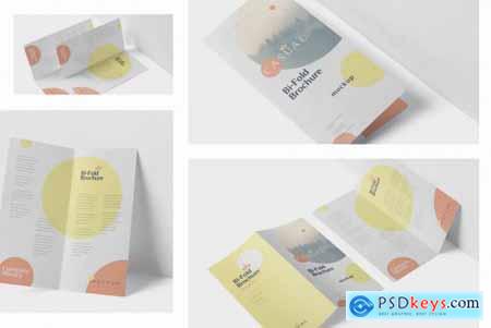 DL Bi-Fold Brochure Mock-Up Set - Round Corner