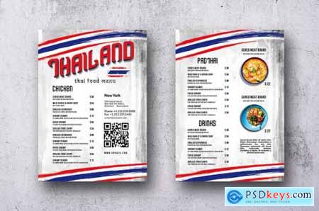 Thai Cuisine Single Page A4 & US Letter Food Menu
