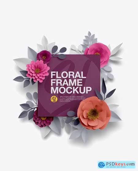 Paper Flower Square Frame Mockup 50584