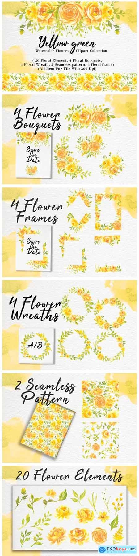 Yellow Flower Watercolor Clipart 1953225
