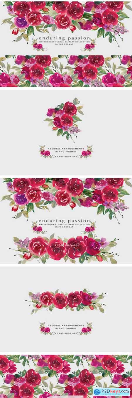 Red Watercolor Rose Clipart Set 1955319