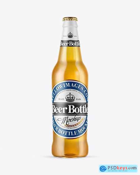 Clear Glass Lager Beer Bottle Mockup 50137