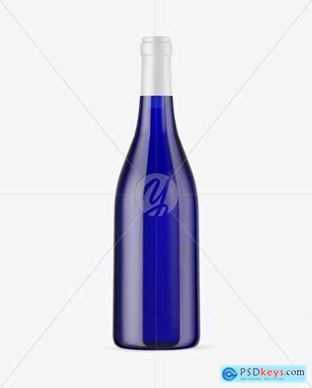 Blue Glass Wine Bottle Mockup 50657