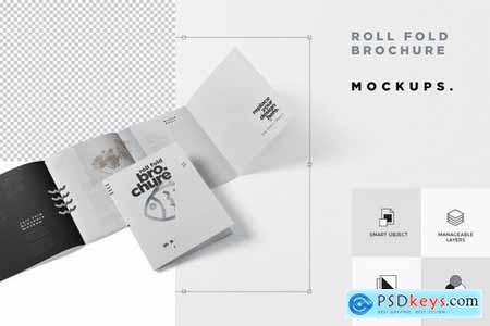 Roll-Fold Brochure Mockup in 8.5x11 Inch US Letter