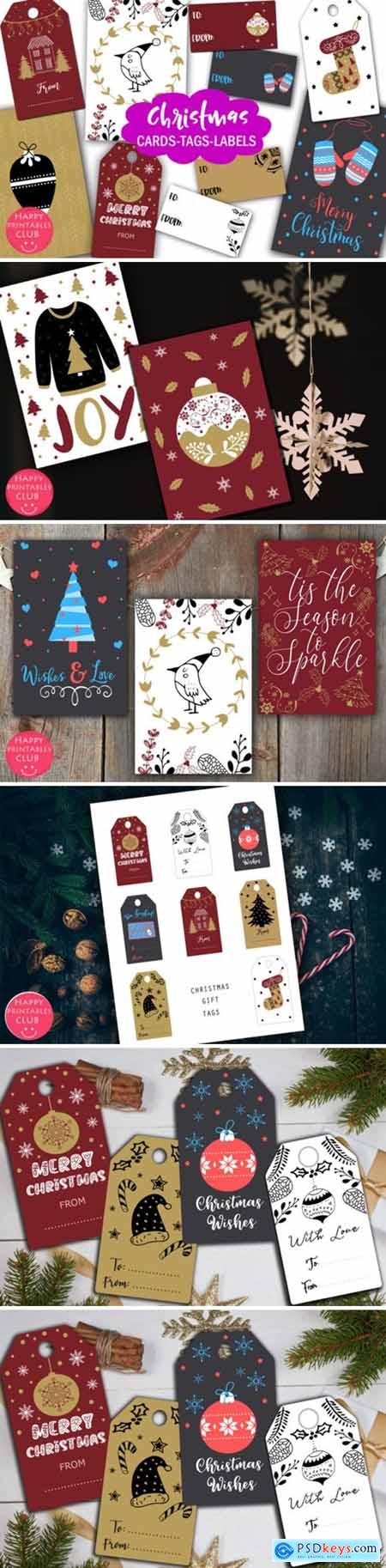 Christmas Cards-Gift Tags-Labels Holiday 1948479