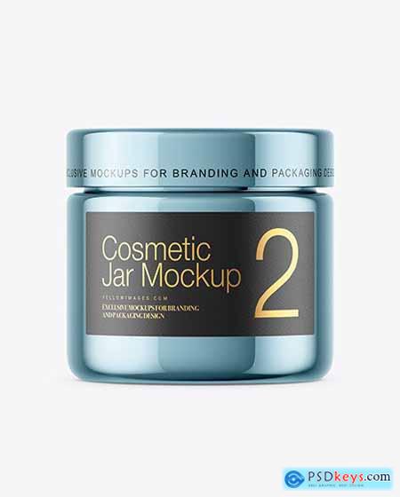 Glossy Metallic Cosmetic Jar Mockup 50662