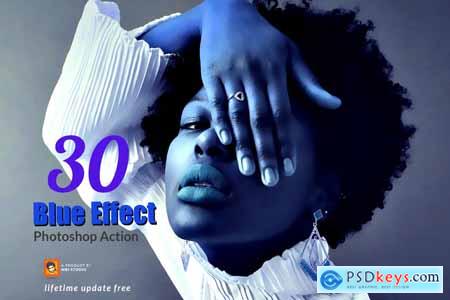 30 Blue Effect Photoshop Action 3747230