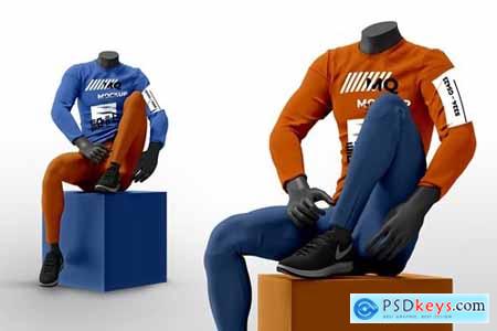Male Mannequin with Long Sleeve Mockups