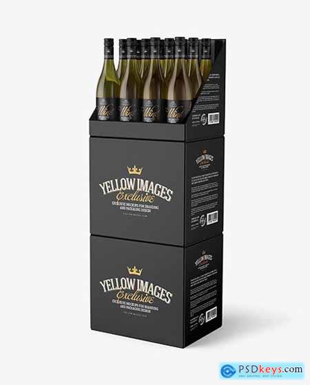 Stand with White Wine Bottles Mockup 50894