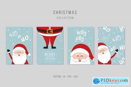 Christmas Greetings Vector Card Set
