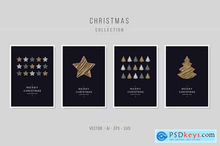 Christmas Greetings Vector Card Set