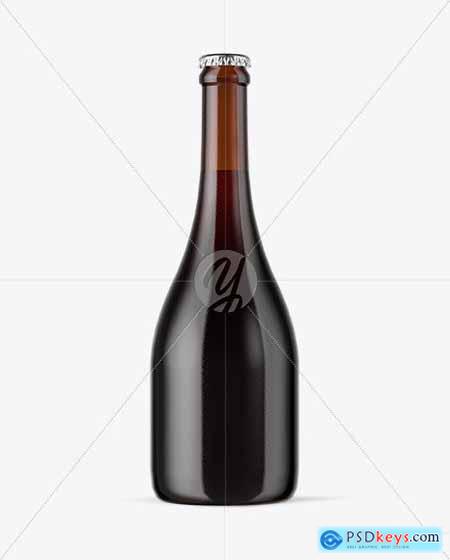 Amber Glass Bottle With Red Ale Mockup 50925
