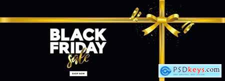 Black Friday sale banner with glossy Balloons