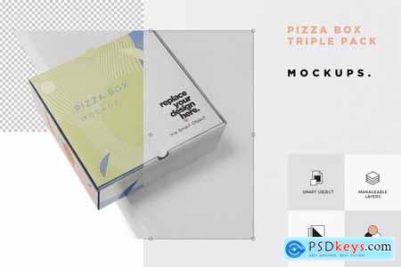 Pizza Box Mockup Set - Triple Pack