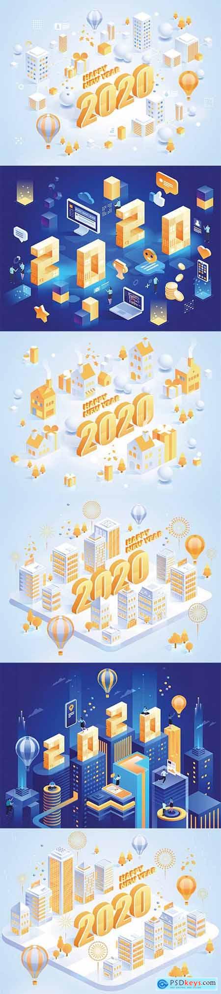2020 Happy New Year Digital technologies New ideas