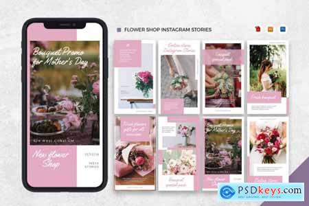 Flower Shop Instagram Stories AI and PSD