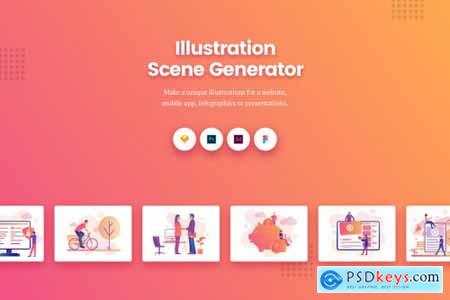 Gradient Illustration Scene Generator Kit