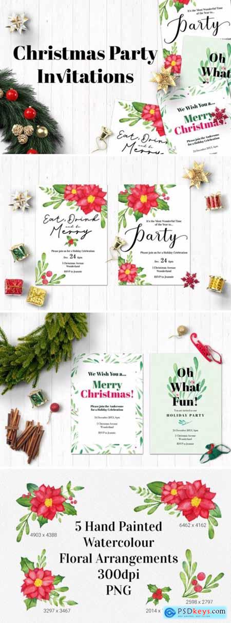 Watercolor Christmas Party Invitations 1997290