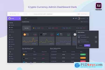 CryptoCurrency Admin Dashboard Dark Version (XD)