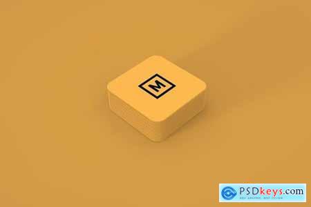 Rounded Square Business Card Stack Mockup