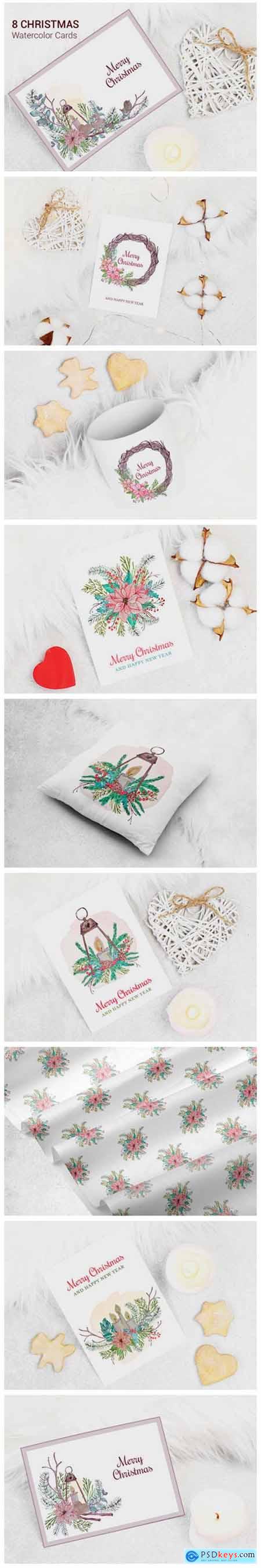 Merry Christmas Watercolor Greeting Card 1996765 » Free Download ...