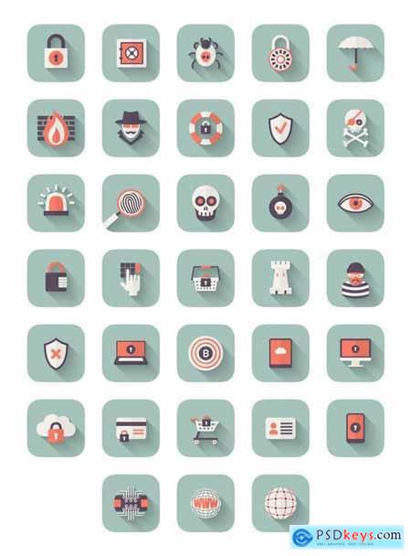 Flat Security Set Vector Icons