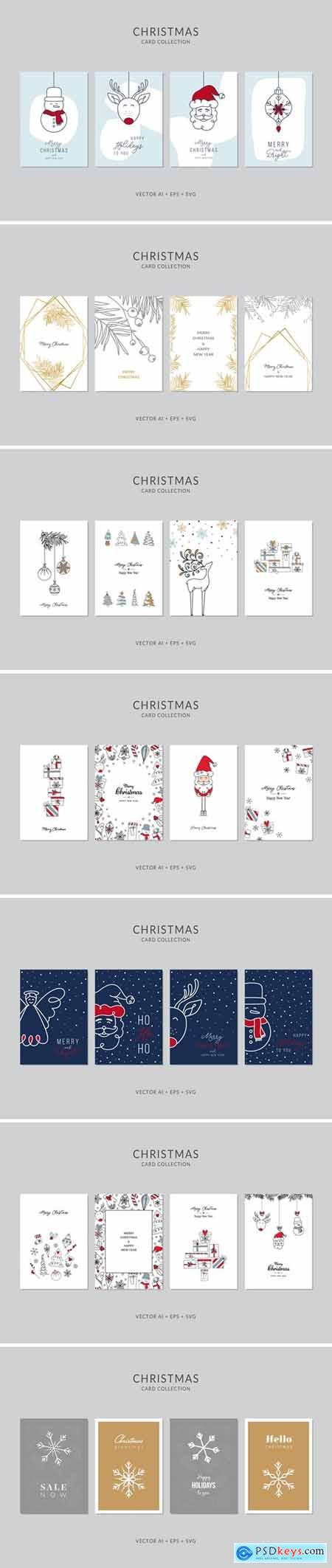 Christmas Greeting Card Vector Set