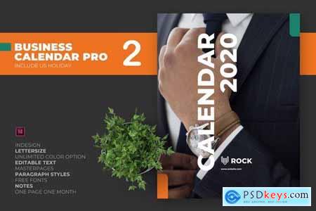 2020 Clean Business Calendar Pro with US Holiday