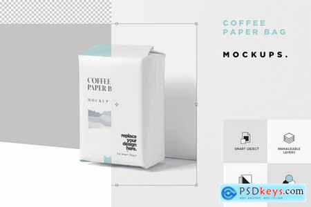 Coffee Paper Bag Mockup Set Medium Size[