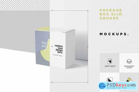 Package Box Mockup Set - Slim Square