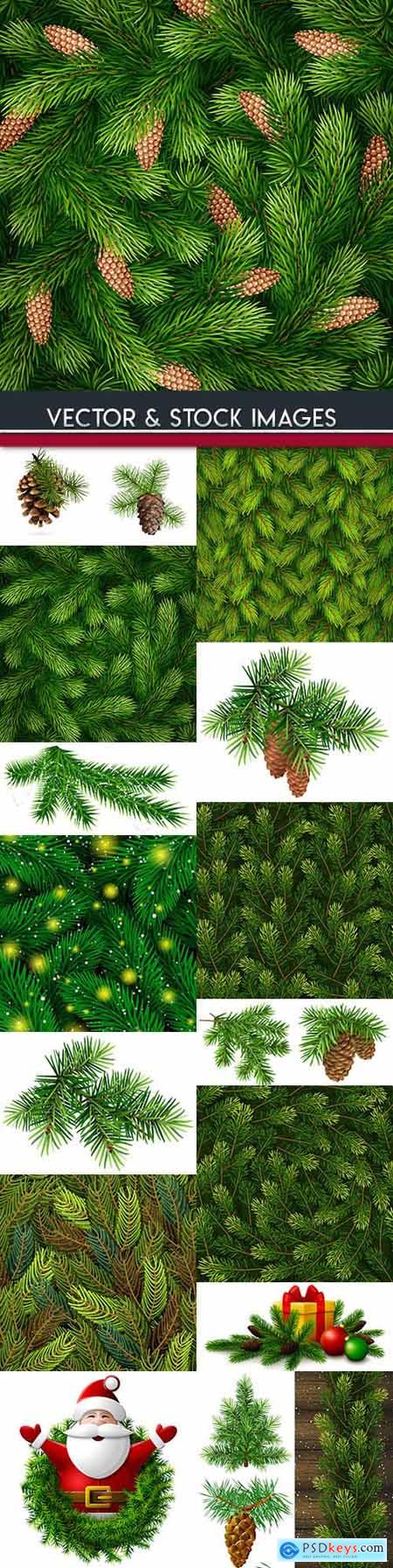 Christmas Tree branches New Years decoration pattern