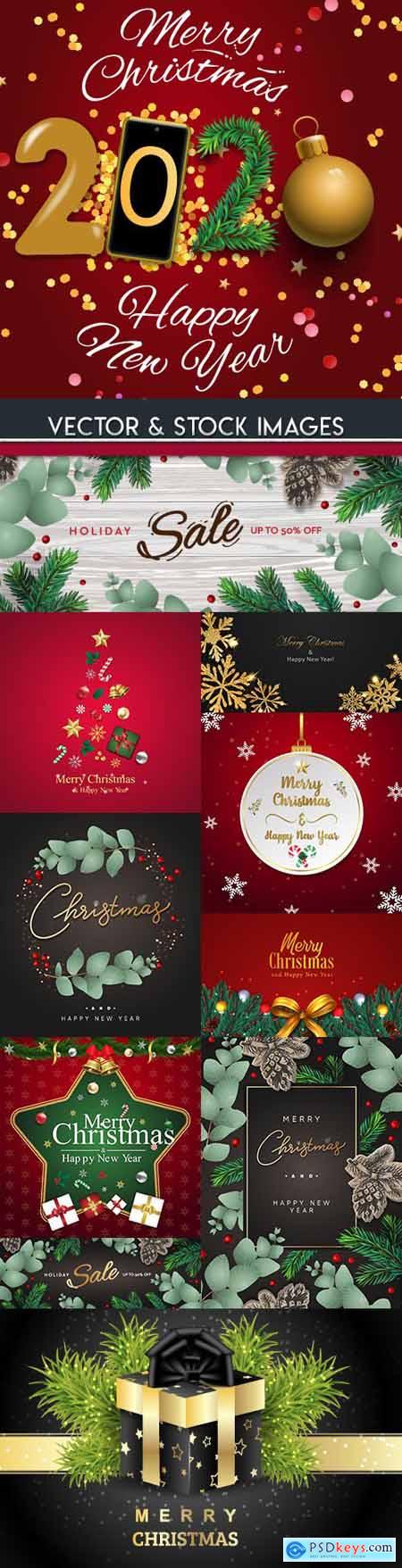 Merry Christmas and New Year background decorative 18